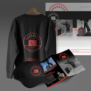 Reclame campagne pakket Grunnegs: Trui, Website, pet en folder ontwerp