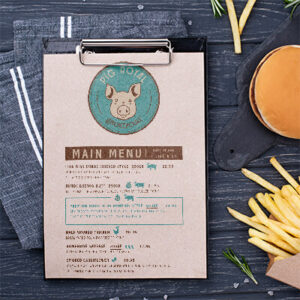 Menukaart ontwerp Pig Royal mockup