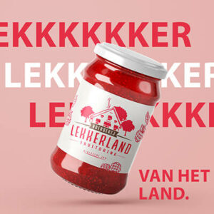 Social media post ontwerp Lekkerland van jam pot